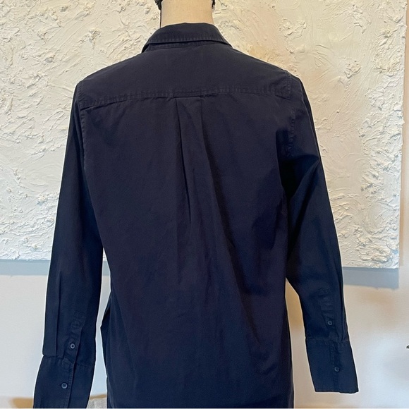 Everlane Navy Blue Long Sleeve 100% Cotton Button Up Shirt Dress Pockets Sz 0 - Picture 7 of 10